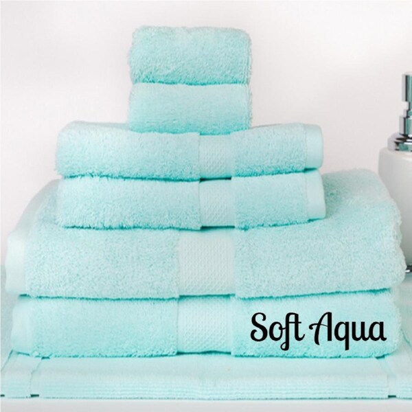Brand New 7 Pieces 100% Cotton Bath Sheet Set Soft Aqua