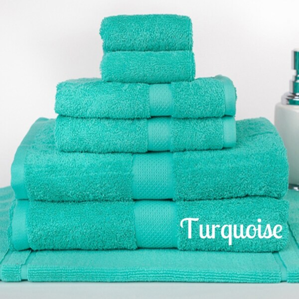 Brand New 7 Pieces 100% Cotton Bath Sheet Set Turquoise