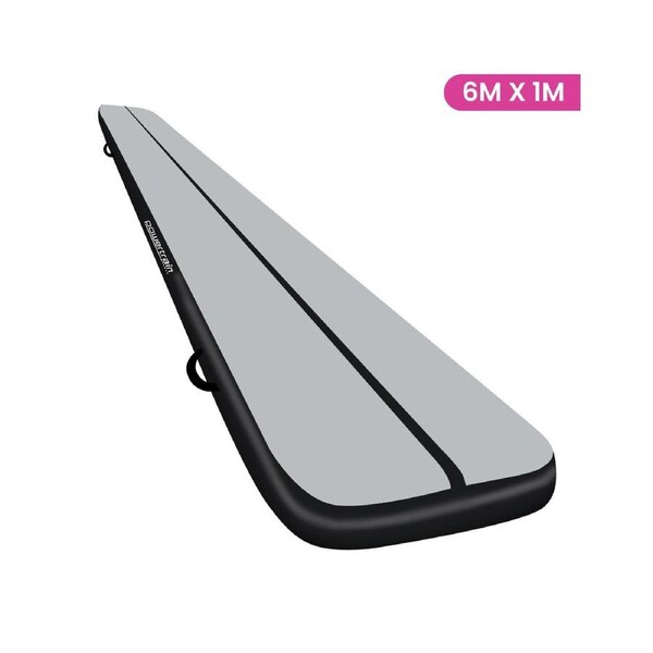 Powertrain Airtrack 20cm Thick 6m x 1m Inflatable Gymnastics Tumbling Mat Air Track - Black