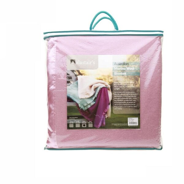 375GSM Australian Merino Wool Blanket Pink - King