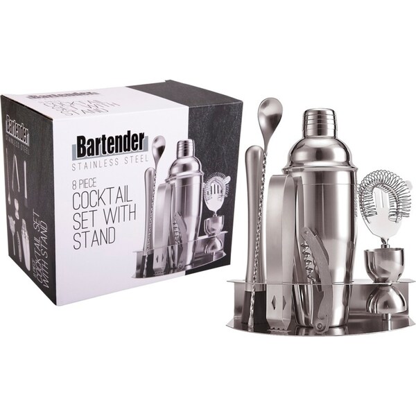 Bartender 8 Piece Cocktail Set with Stand
