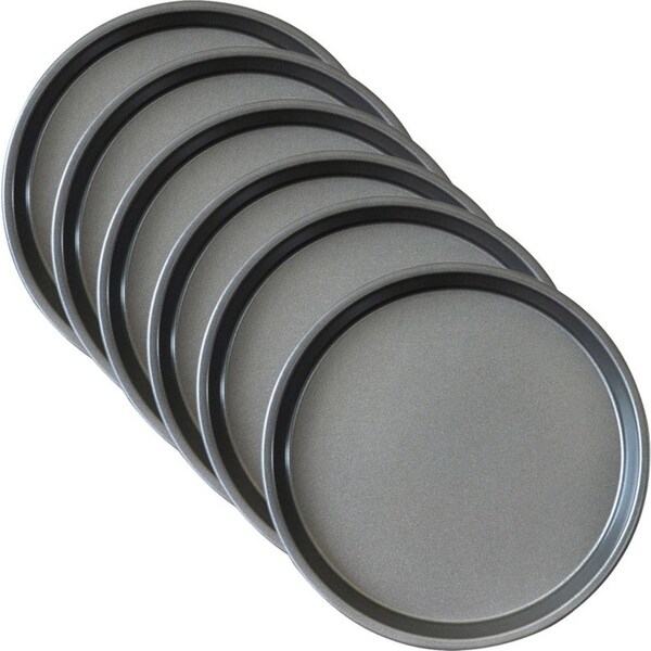 SOGA 6X 10-inch Round Black Steel Non-stick Pizza Tray Oven Baking Plate Pan