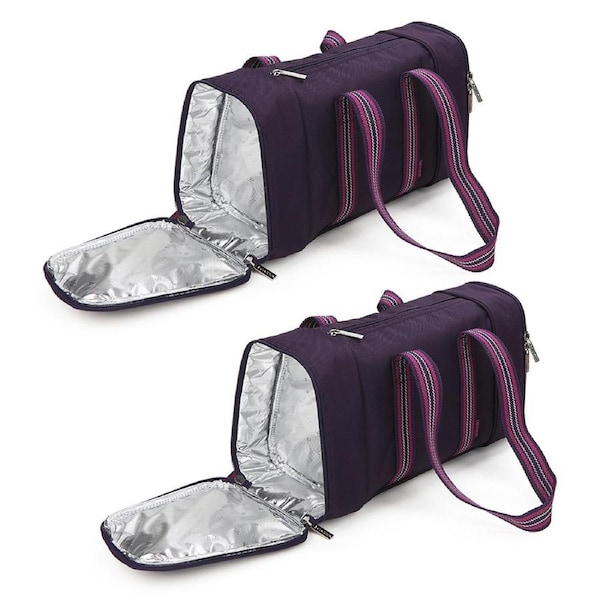 2x Multi Pocket Insulated Cooler Bag Picnic/Camping Bag w/Compartments Purple