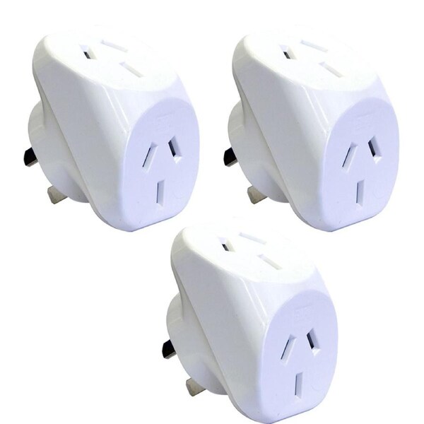 3x HPM 10A Mains Power Double Adaptor Twin Adapter Triangular Wall Plug White
