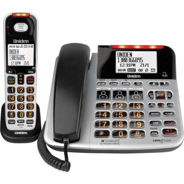 Uniden Corded & Cordless Phone for Visual & Hearing Impaired w/Handsfree Speaker