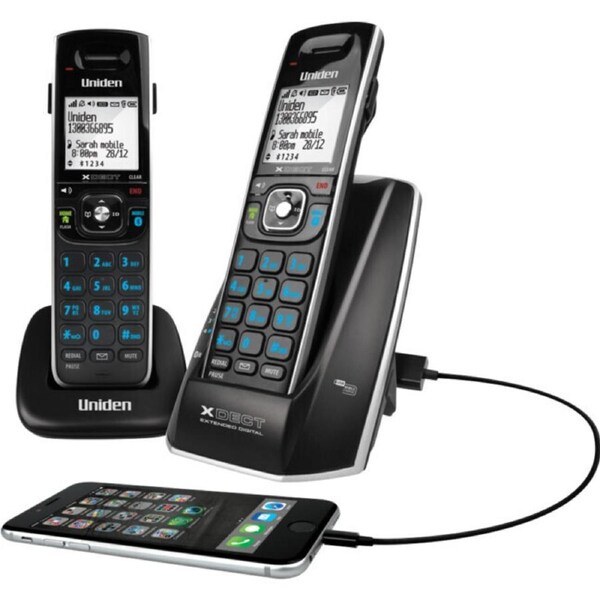 2PK Uniden XDECT 650mAh Bluetooth/WiFi Extended Digital Cordless Phone Black