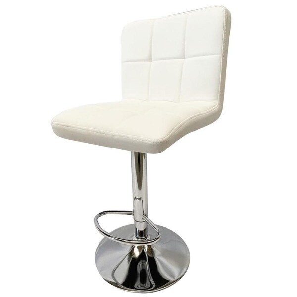 Foret Barstools 2x Bar Stools Gas Lift Swivel Stool Chairs Kitchen PU Leather Wh