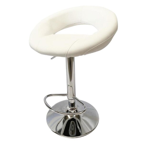 Foret Barstools 2x Bar Stools Gas Lift Swivel Stool Chairs Kitchen PU Leather Wh