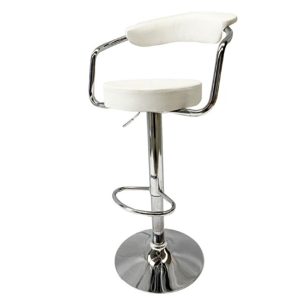 Foret Barstools 2x Bar Stools Gas Lift Swivel Stool Chairs Kitchen PU Leather Wh