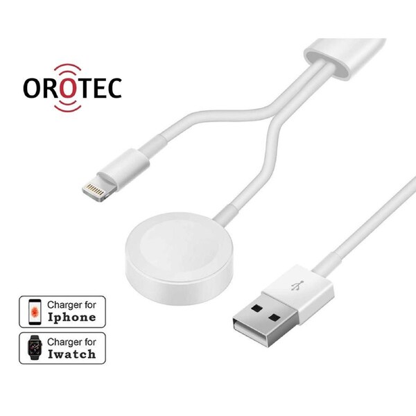 Apple Watch Charger - Magnetic Wireless (with extra in-built Lightning cable for iPhone)