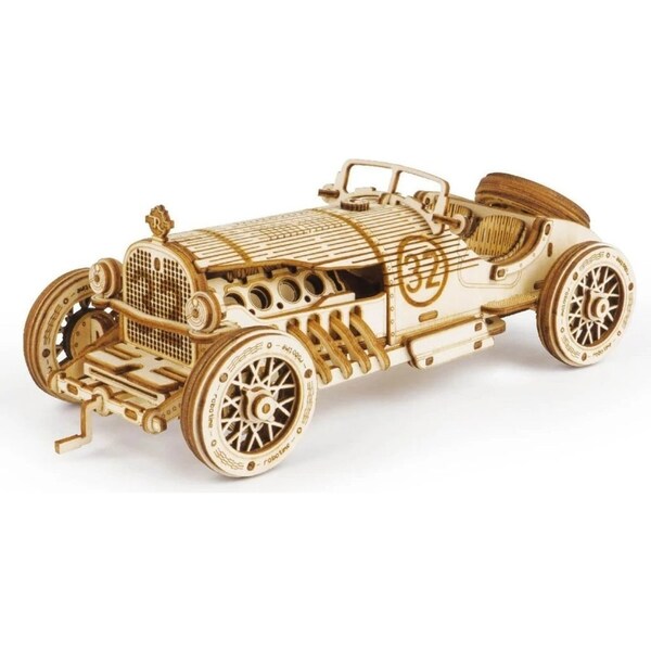 Robotime 3D Wooden DIY Model 1:16 Puzzle Mechanical Gear Grand Prix Car MC401