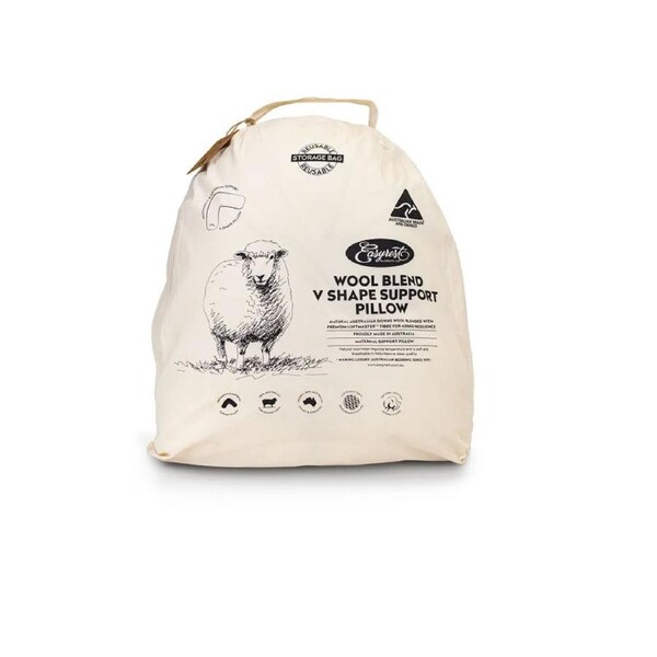 Easyrest Wool Blend V Pillow in Fabric Bag 56 x 55 + 26 cm