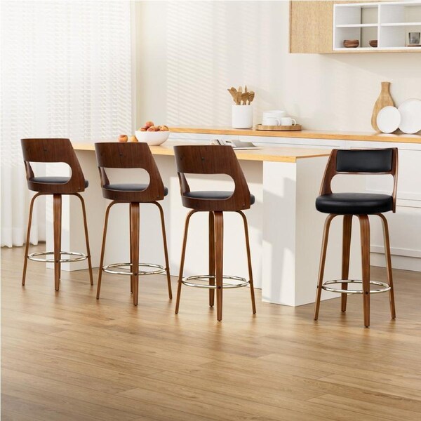 4x Artiss Bar Stools Swivel Leather Chair 76cm