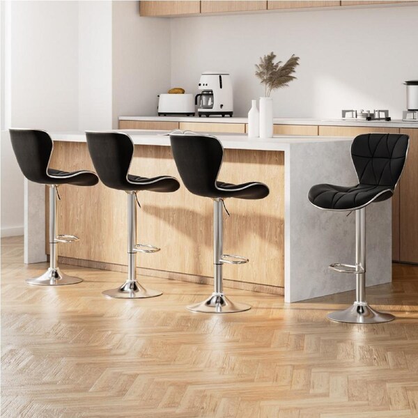 4x Artiss Bar Stools Gas Lift Leather Seat Black