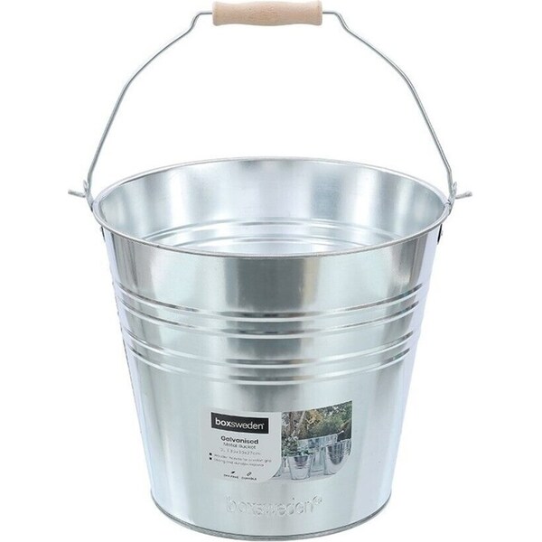 2x Large Galvanised Steel Metal Bucket Handle Ice Water Drink Wine Cooler Tub