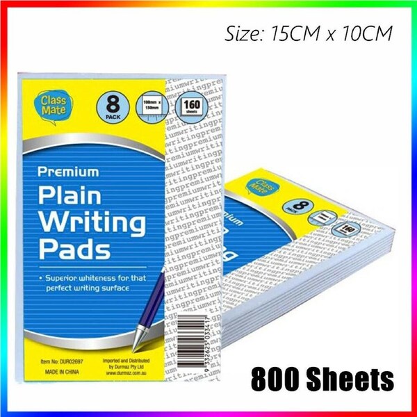 800 Sheets PLAIN WRITING PAD 15cm x 10cm Paper Office Study Note Book Memo White
