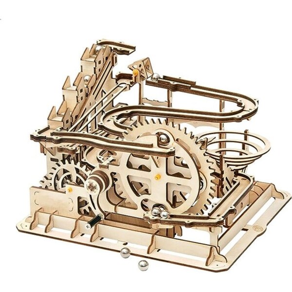 Robotime 3D DIY Wooden Puzzle Mechanical Gear Drive Marble Parkour Run Set LG501