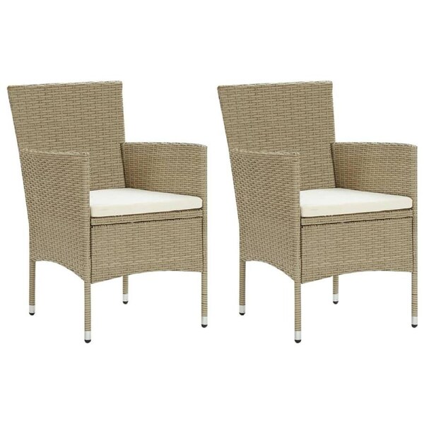 Garden Dining Chairs 2 pcs Poly Rattan Beige vidaXL