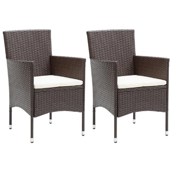Garden Dining Chairs 2 pcs Poly Rattan Brown vidaXL
