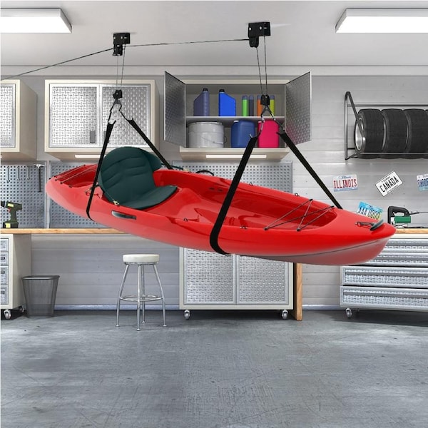 Monvelo Kayak Hoist Pulley 54kg Bike Holder Lift Garage Ceiling Storage Rack