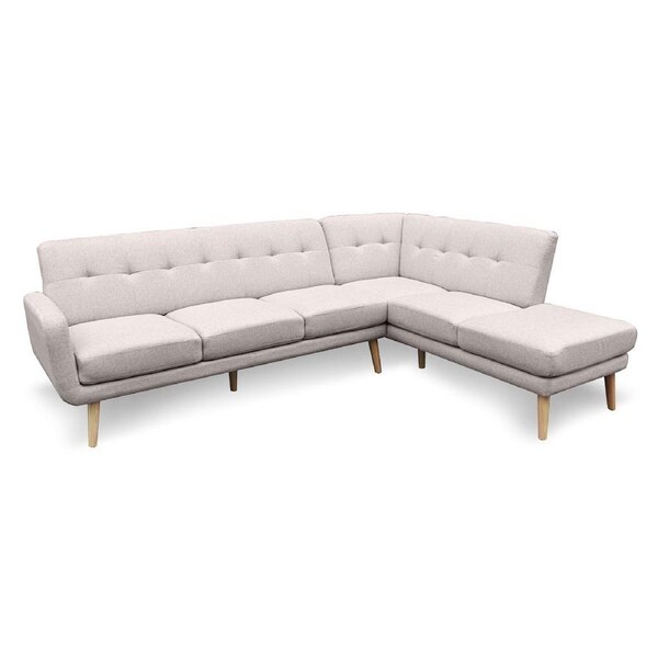 Faux Linen Corner Sofa Lounge L-shaped Futon with Chaise Light Grey