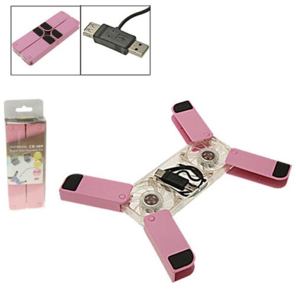 Foldable Pink Mini USB Folding 2 Fan Laptop PC Cooling Cooler Pads