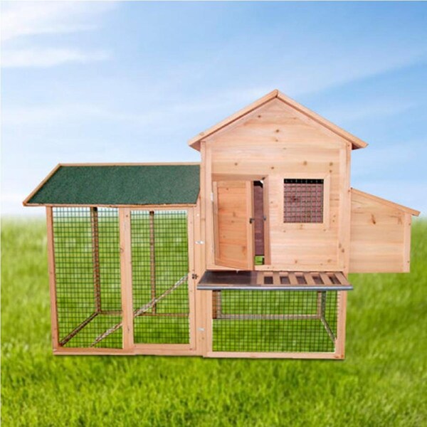 2M Large Villa Chicken Coop Hen House With Nesting Egg Cage