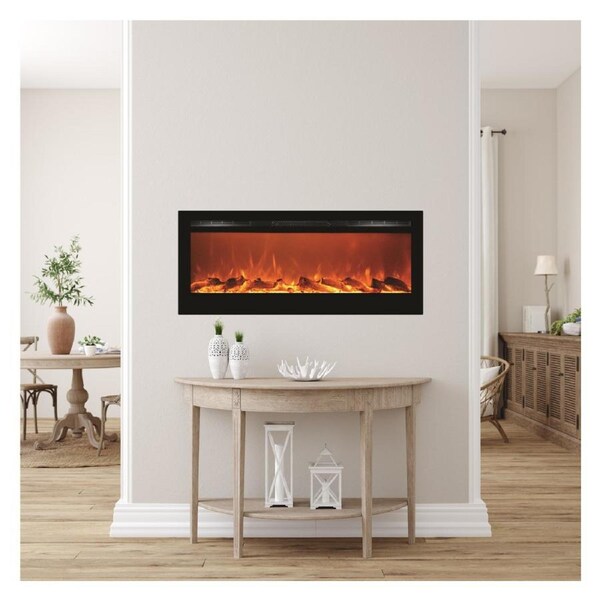 Victoria 50" Black Built-in Recessed / Wall mounted Heater Electric Fireplace