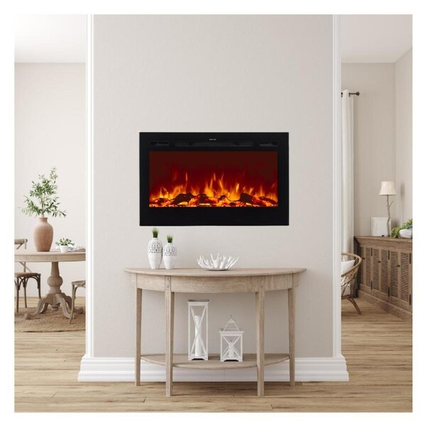 Victoria 36" Black Built-in Recessed / Wall mounted Heater Electric Fireplace