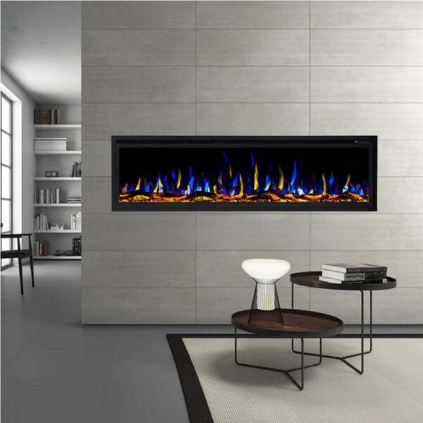 Horizon 60" Slim Trim Black Built-in Recessed / Wall mounted Heater Electric Fireplace