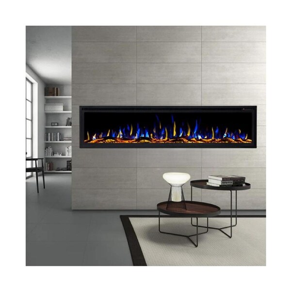 Horizon 72" Slim Trim Black Built-in Recessed / Wall mounted Heater Electric Fireplace