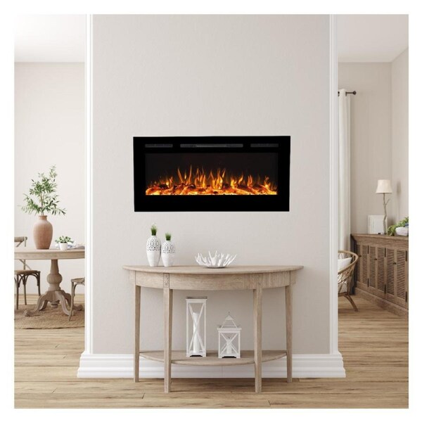 Victoria 45" Black Built-in Recessed / Wall mounted Heater Electric Fireplace