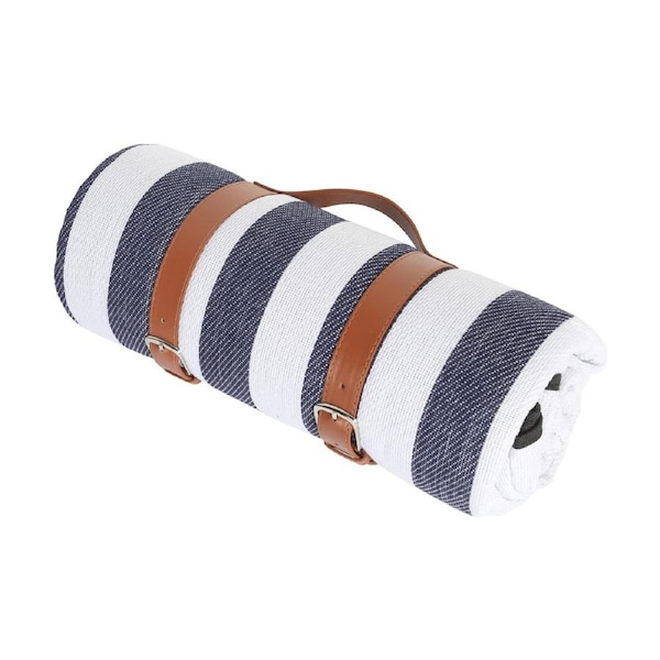 Sherwood Home Picnic Blanket Blue and White Striped 200x150cm