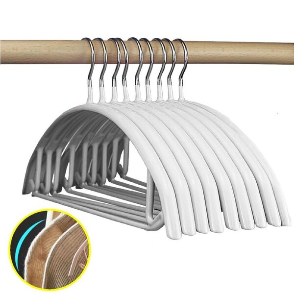 10pcs,White Clothes Pants Hanger No Shoulder Bumps Coat Non-slip Closet Organizer Storage No Shoulder Bumps