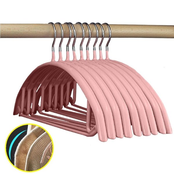10pcs,Rose Pink Clothes Pants Hanger No Shoulder Bumps Coat Non-slip Closet Organizer Storage No Shoulder Bumps