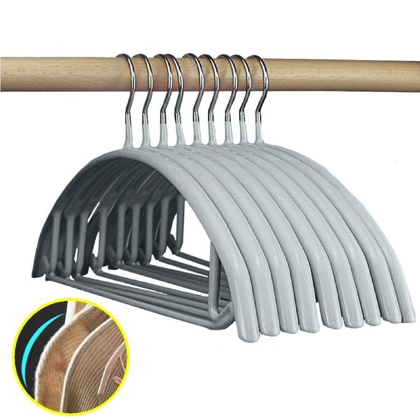 10pcs,Silver Gray Clothes Pants Hanger No Shoulder Bumps Coat Non-slip Closet Organizer Storage No Shoulder Bumps