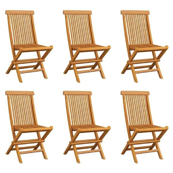 Folding Garden Chairs 6 pcs Solid Teak Wood vidaXL