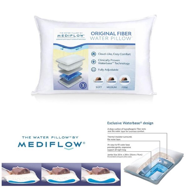 Mediflow Adjustable Waterbase Water Neck Pain Reduction Standard Pillow 51 x 71 cm