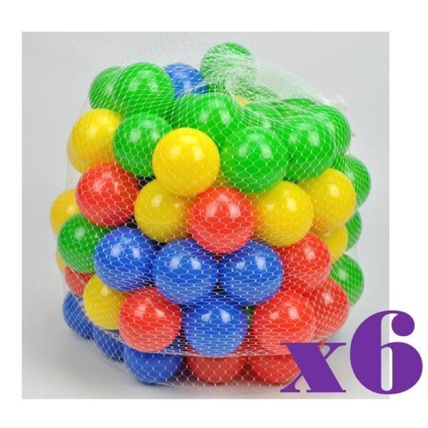 6 Packs - 100 Colour Plastic Soft Play Balls - Package Deal