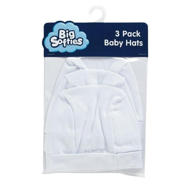 Big Softies Cotton New Born Baby Hats 3 pack