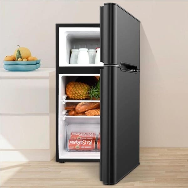 Advwin 90L Electric Mini Bar Fridge Freezer Portable Bar Refrigerator Beer Beverage Cooler Home Office Commercial Refrigerator Black