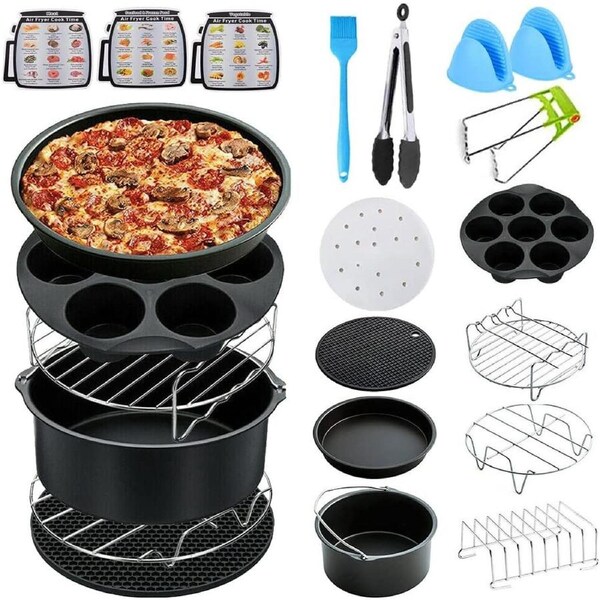7 Inch Air Fryer Accessories Set , Air Fryer Accessories with Recipe Cookbook for Gowise Phillips Cozyna Airfryer, Fits Most 3.2QT - 5.8QT Air Fryer
