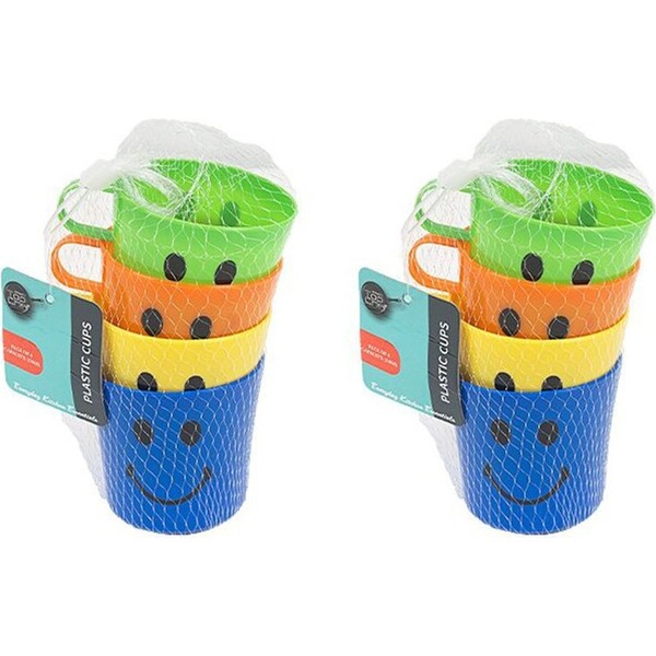 20 x 250ml Smiley Face Plastic Cups Mug Reusable Drinking Tea Coffee Kids Water