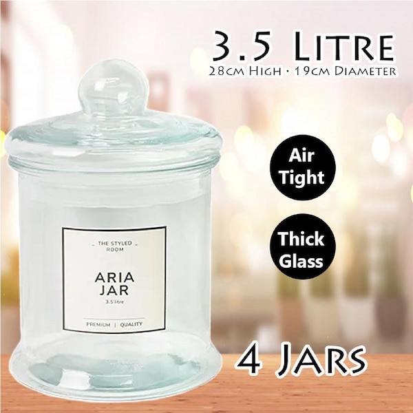 4x Apothecary Glass Jars 3.5L Large Kitchen Storage Food Box Candle Decor Bottle