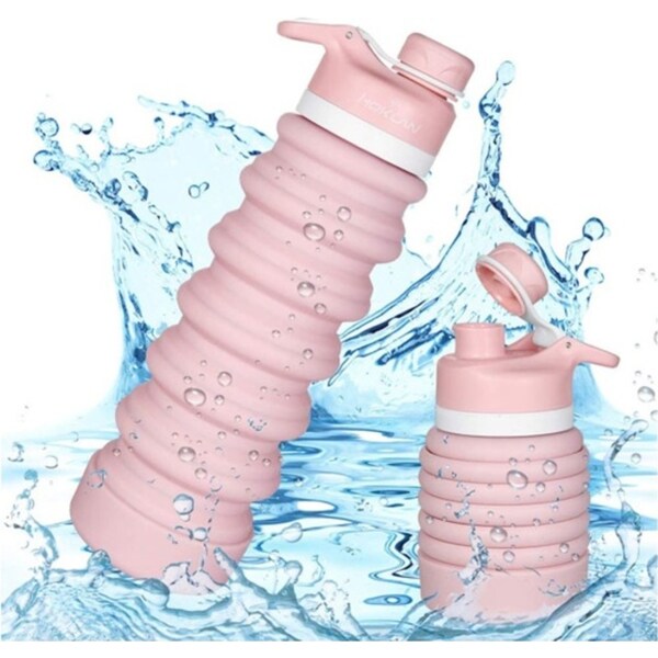 Hoklan 750ml Collapsible Sports Water Bottle Travel Camping Pink