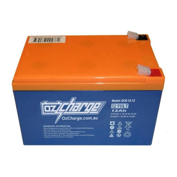OzCharge 12V 12Ah Sealed VRLA Deep Cycle AGM Battery OCB-12-12