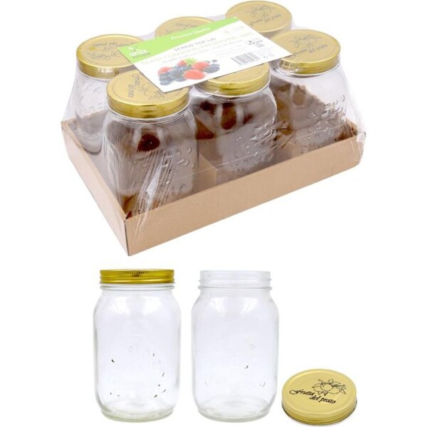 12pcs Glass Jars 1L Preserving Jam Spice Mason Jar Kitchen Storage Container