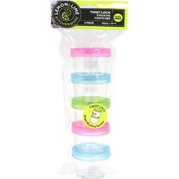 30 x Clear 40ML Stackable Twist Screw Top Lock Plastic Container Food Safe Storage