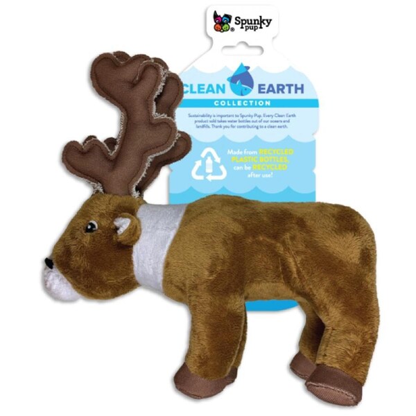 Clean Earth Small Carribou Recycled Dog & Puppy Soft Toy by Spunky Pup