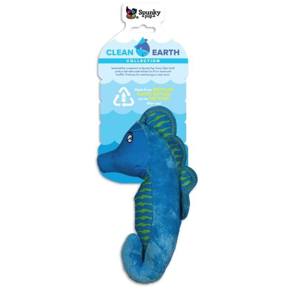 Clean Earth Large Seahorse Recycled Dog & Puppy Soft Toy by Spunky Pup